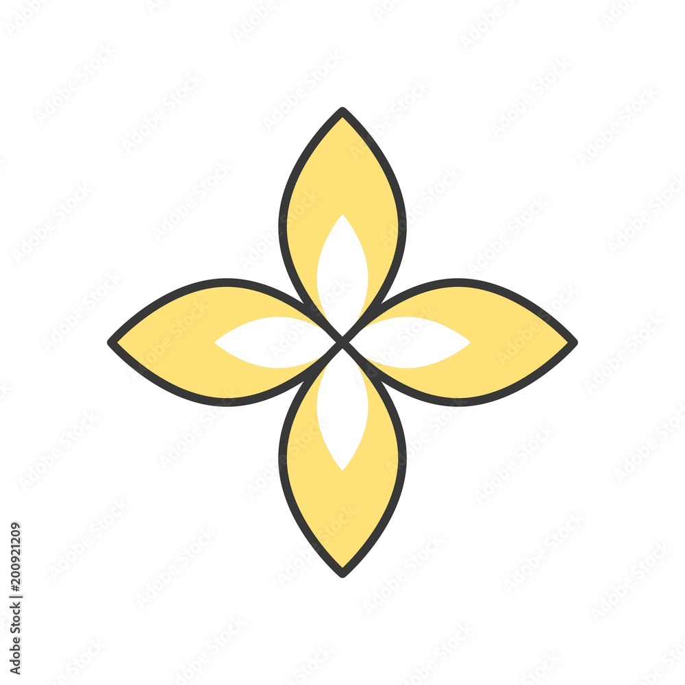 simple floral logo, filled outline