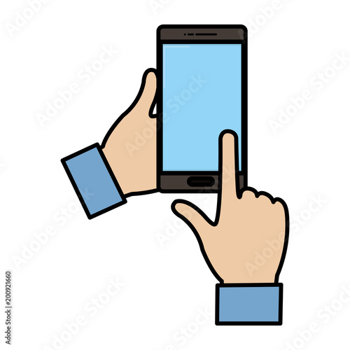 color person hands with internet smarphone technology