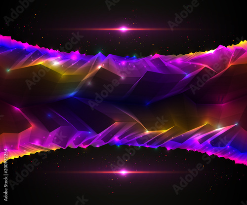 Science fiction vector cosmic illustration, space fantastic planet 3d line drawing. Usable as abstract background with copy space for title and text.