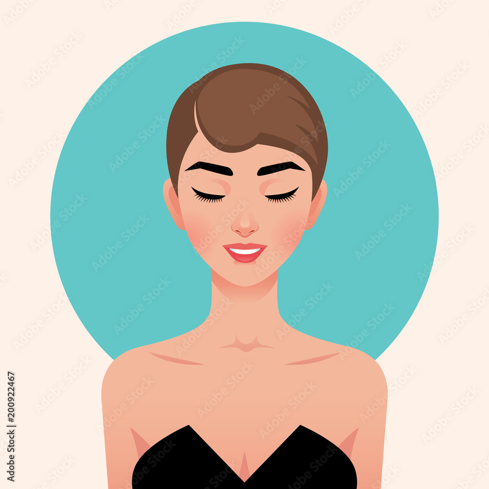 Portrait of a young beautiful girl in retro sixties style. Portrait in the style of pop art Portrait of a young beautiful girl in retro sixties style. Portrait in the style of pop art
