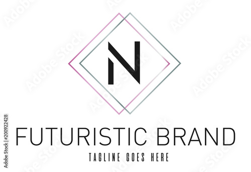 Free Download Modern Elegant Silver Rose Gold Geometric Letter N Logo - GFXLoad