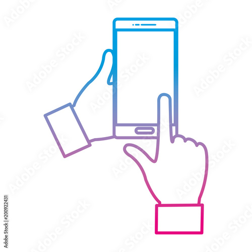 degraded line person hands with internet smarphone technology