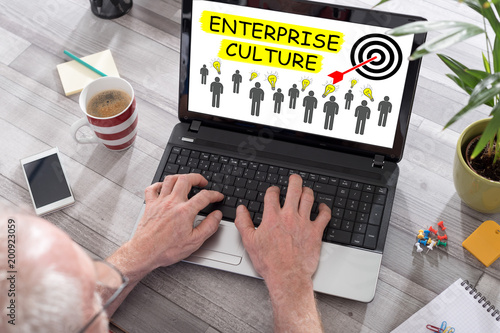 Enterprise culture concept on a laptop screen