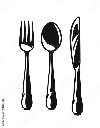 Knife, fork and spoon vector