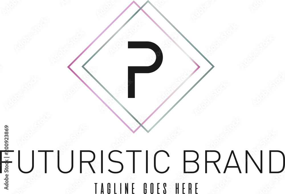 Fototapeta premium Modern Elegant Silver Rose Gold Geometric Letter P Logo