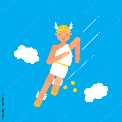 olympic god Hermes flat style