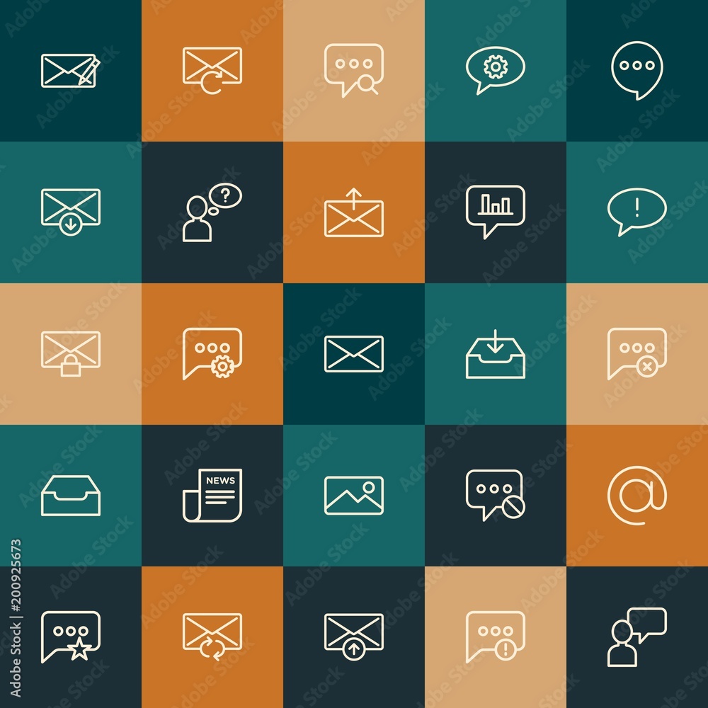 Modern Simple Set of chat and messenger, email Vector outline Icons. ..Contains such Icons as reload,  cellular,  smartphone,  sms and more on vintage colors background. Fully Editable. Pixel Perfect.