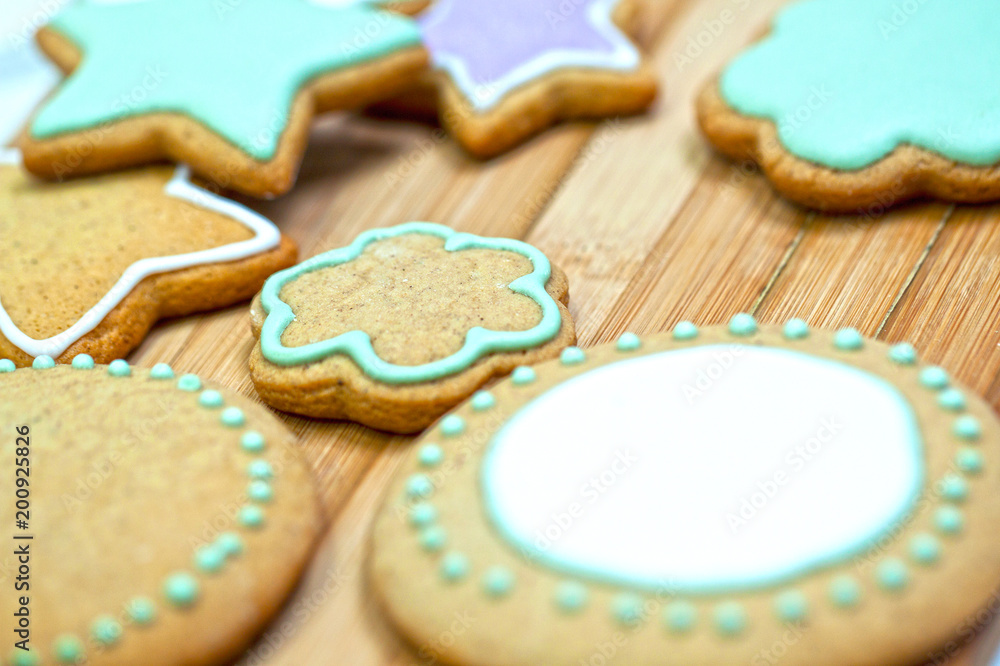 beautiful and tasty festive cookies decorated with icing