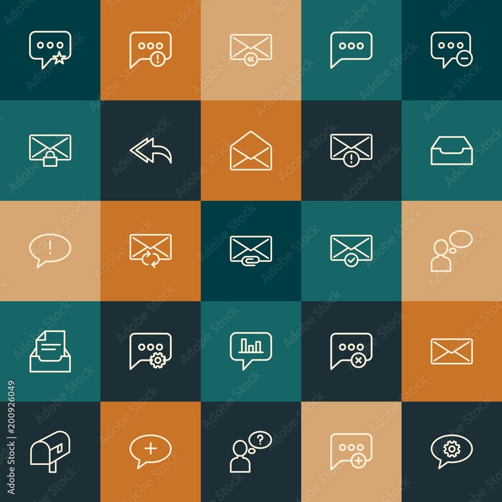 Modern Simple Set of chat and messenger, email Vector outline Icons. ..Contains such Icons as  outline,  vector,  mail,  alert and more on vintage colors background. Fully Editable. Pixel Perfect.
