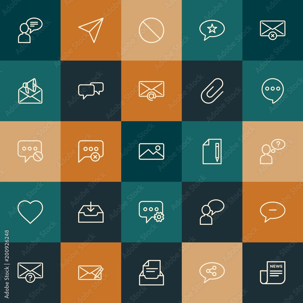 Modern Simple Set of chat and messenger, email Vector outline Icons. ..Contains such Icons as  communication,  outline,  symbol and more on vintage colors background. Fully Editable. Pixel Perfect.