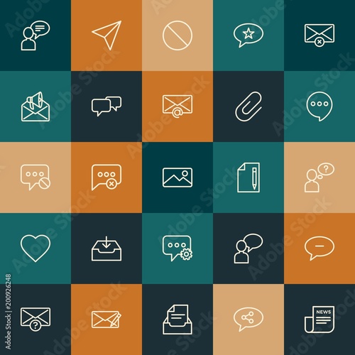 Modern Simple Set of chat and messenger, email Vector outline Icons. ..Contains such Icons as communication, outline, symbol and more on vintage colors background. Fully Editable. Pixel Perfect.