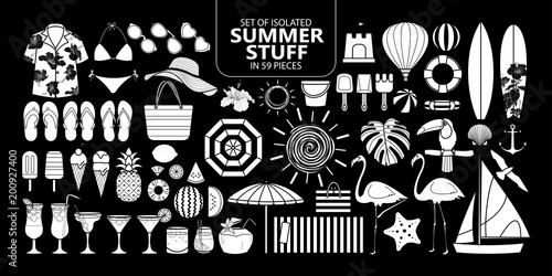 Set of isolated summer stuff in 59 pieces.