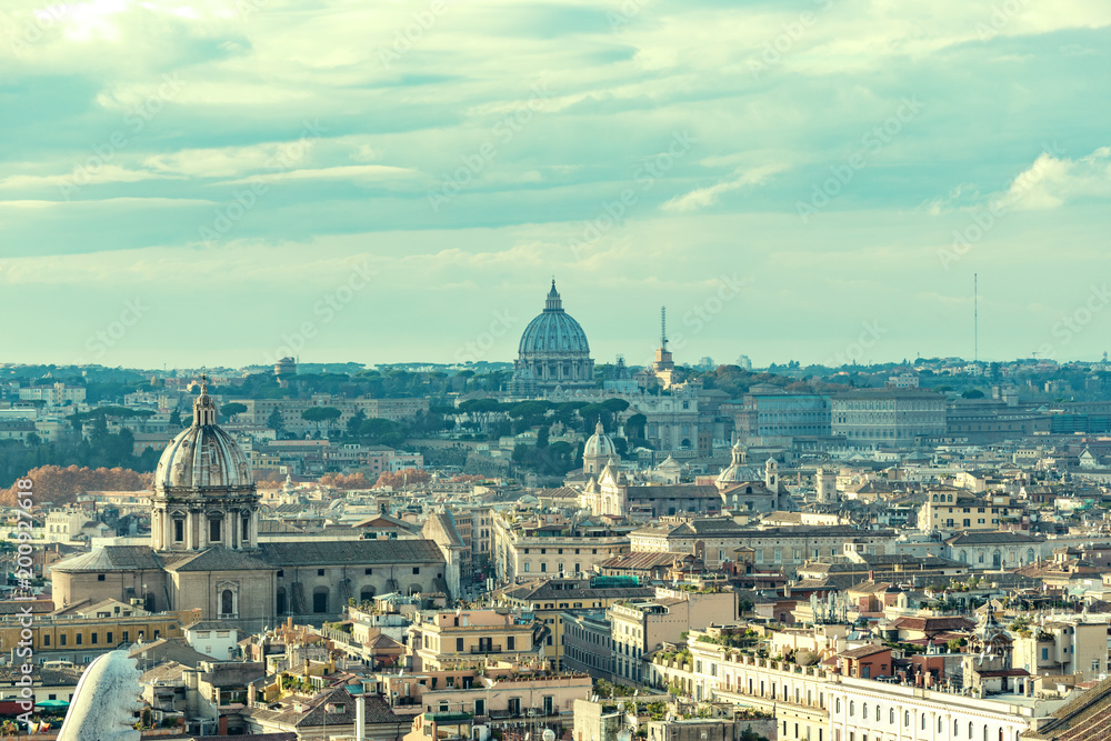 A view of the St Peter's basilica and Vatican in Rome.