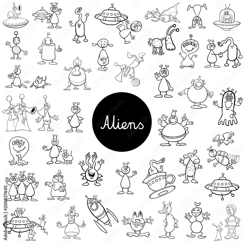 cartoon alien fantasy characters big set Stock Vector | Adobe Stock