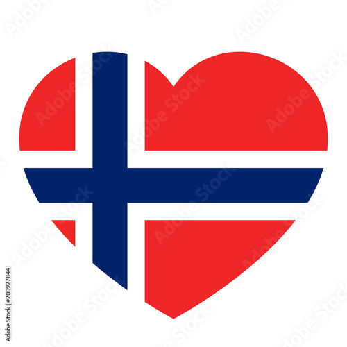Icon heart symbol of love on the background national flag state Norway. Vector illustration.