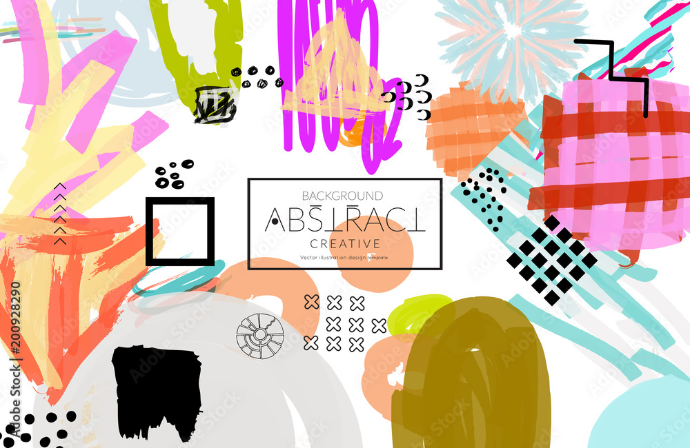 custom made wallpaper toronto digitalAbstract collage made with scribbles markercanyon strokesblack geometric shapes