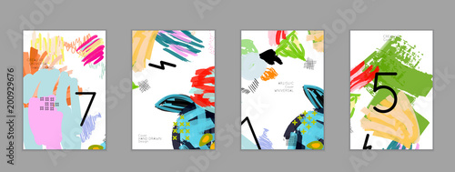 Abstract collage made with scribbles  markercanyon strokesblack geometric shapes