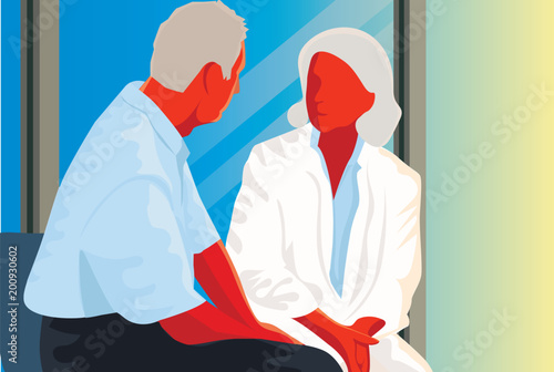 Female doctor is explaining a male patient