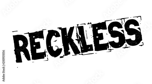 Reckless black typographic stamp. Distressed grunge series.