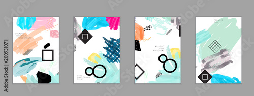 Abstract collage made with scribbles  markercanyon strokesblack geometric shapes