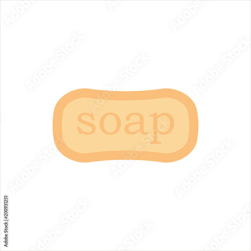Flat soap isolated on white background, icon logo vector illustration. Clean object, household equipment tool. Cleaning service, housekeeping cleanness