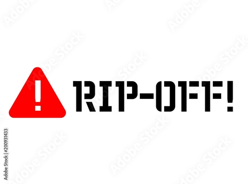 Rip off attention sign, sign, label. Black and red series