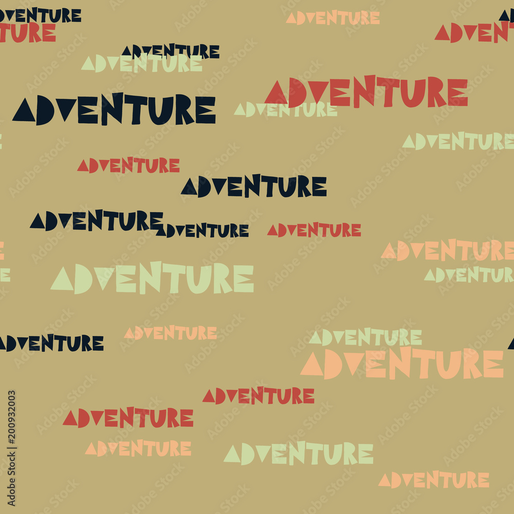 Adventure typography pattern. Typography only series. Minimal graphics