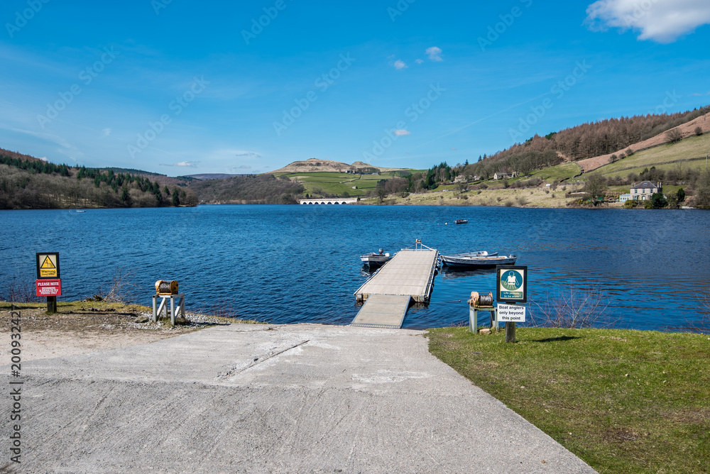 Little marina in Lady Bower lake, Peak District, UK
