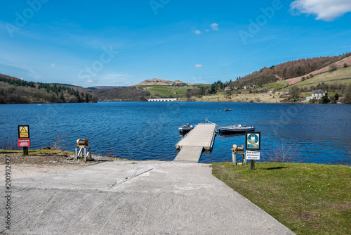Little marina in Lady Bower lake, Peak District, UK 