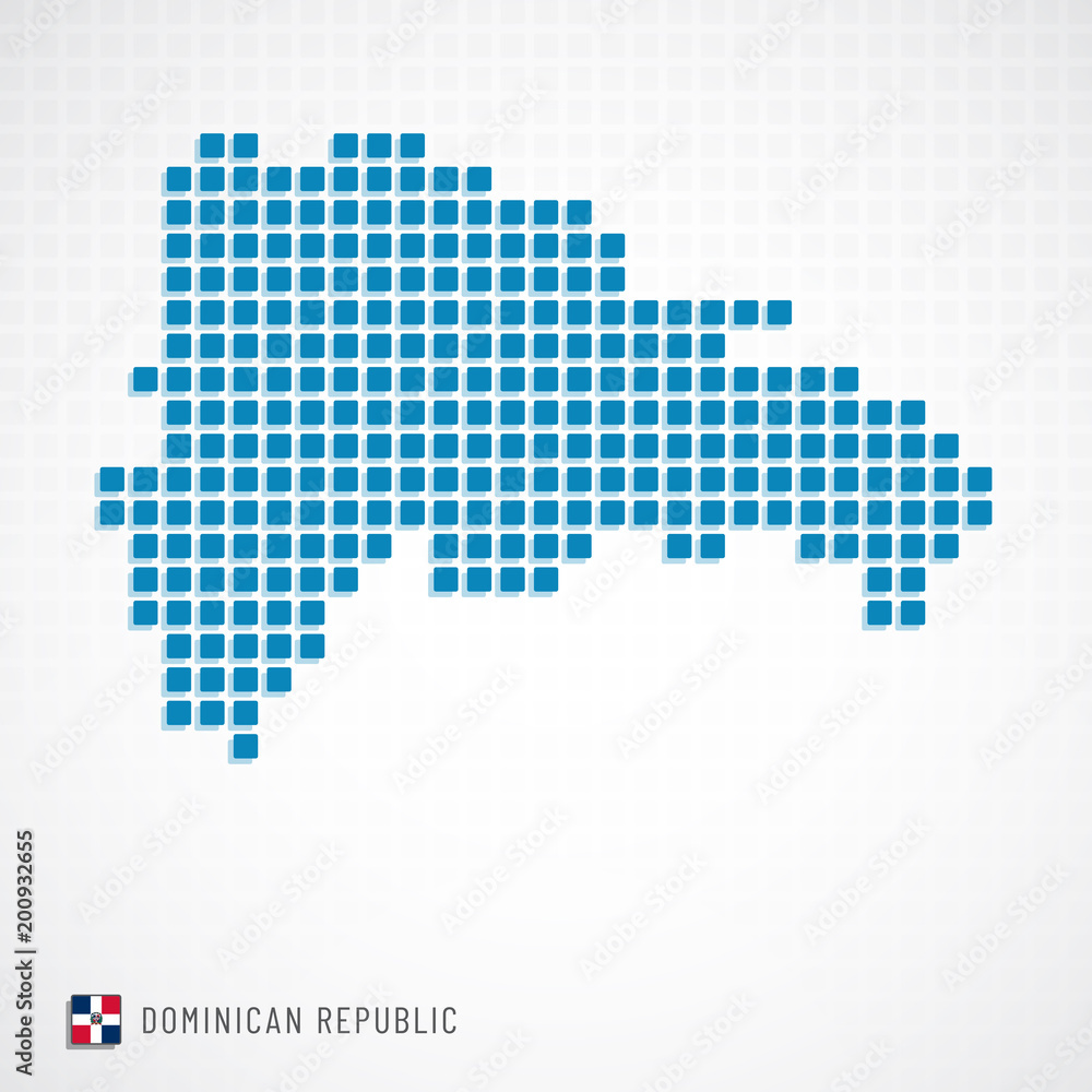 Dominican republic map and flag icon