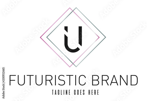 Free Download Modern Elegant Silver Rose Gold Geometric Letter U Logo - GFXLoad