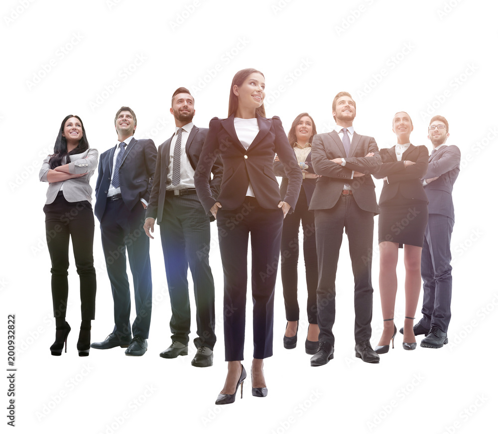 Obraz premium happy successful business team isolated on white background