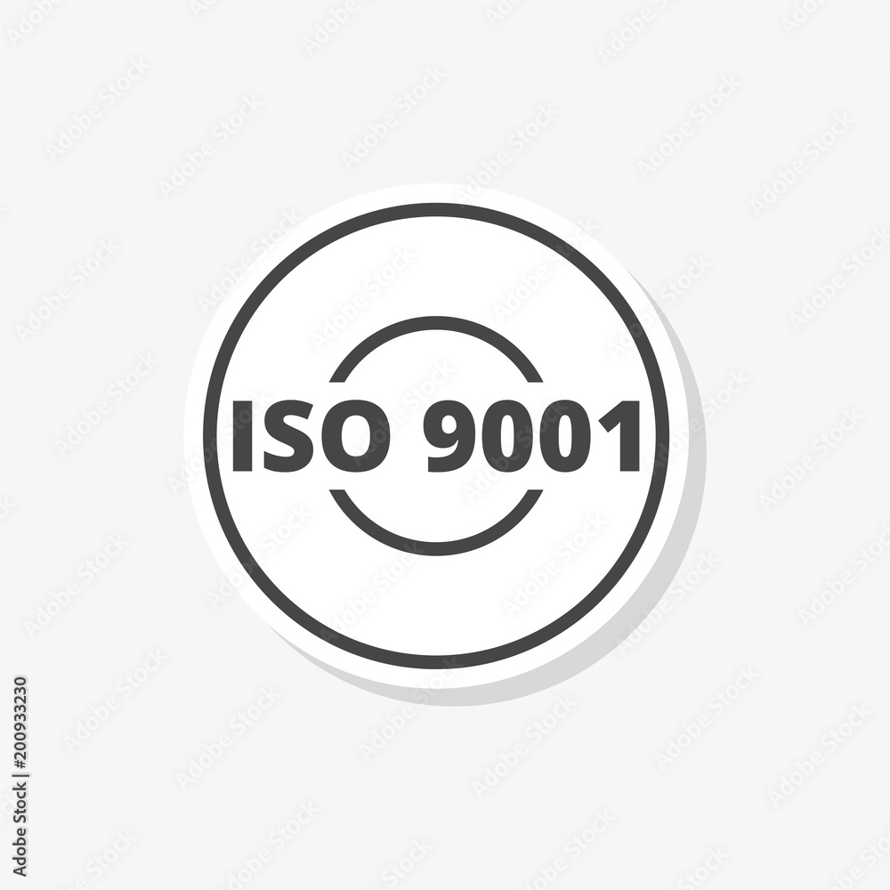 ISO 9001 certified sign sticker, simple vector icon ISO 9001 certified sign sticker, simple vector icon