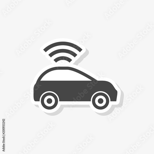 The Connected Car. Smart car sticker with wireless connectivity symbol  simple vector icon