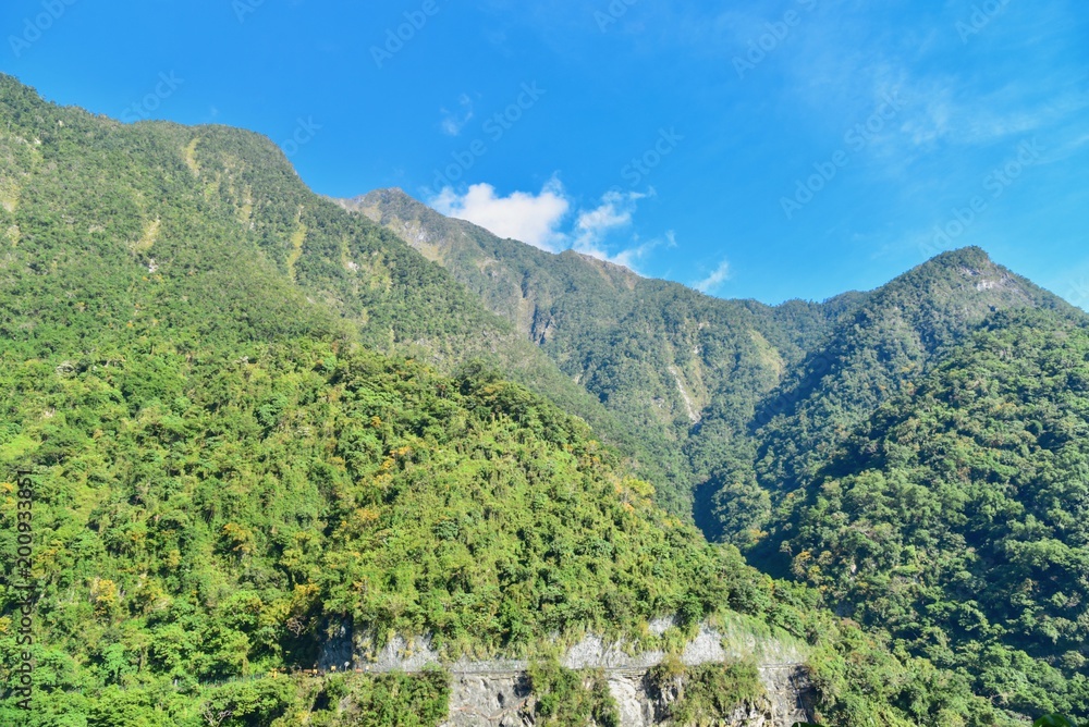 Beautiful Scenery of Green Mountains Near Qingshui Cliff in Taroko National Park