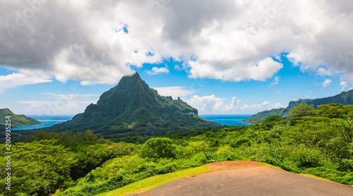 Panoramic mountain landscape of Moorea, French Polynesia photo