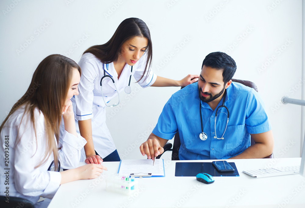 Happy Successful Medical Team work together in hospital Happy Successful Medical Team work together in hospital