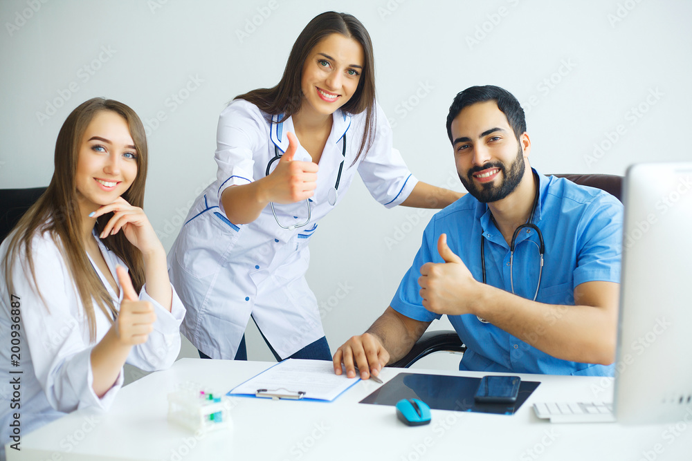 Happy Successful Medical Team work together in hospital Happy Successful Medical Team work together in hospital