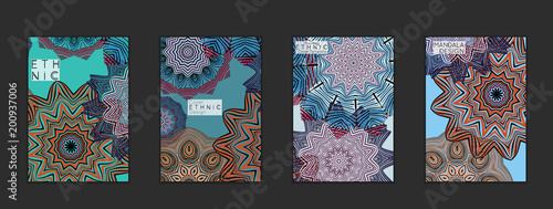 Ethnic banners template with floral Mandala ornament.