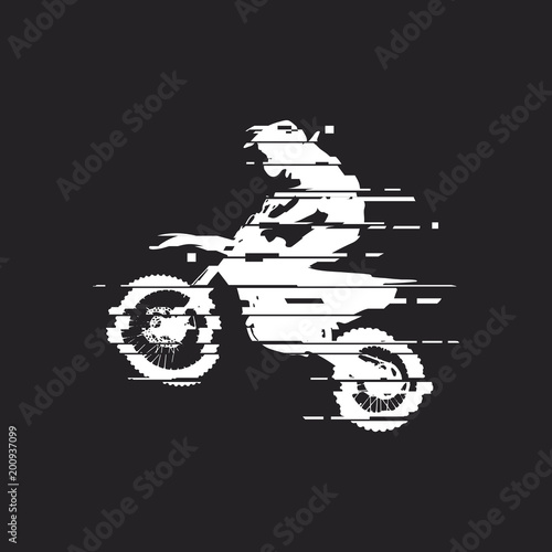 Glitch motocross drivers silhouette