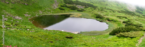 Highland lake in the Carpathian mountains. Nesamovyte lake, Ukraine. photo