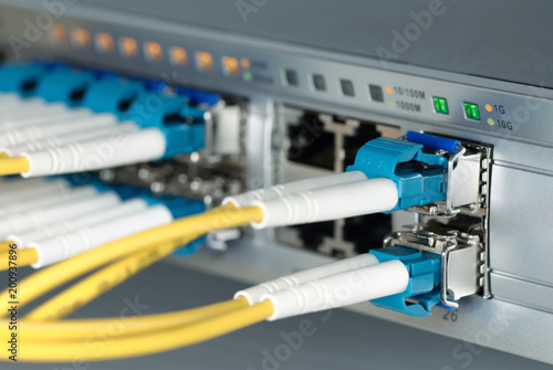 Data switch - macro photo with shallow depth of field.