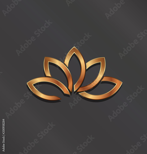 Bronze Lotus flower logo. Vector Icon