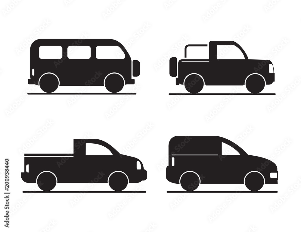 Set of black car icons - Illustration stock vector Set of black car icons - Illustration stock vector