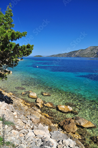 Adriatic blue sea in summer landscape Croatia