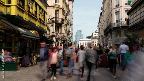 Brussels Bruxelles Belgium - April 2018 :  Brussels Bruxelles City Center Time Lapse Hyperlapse