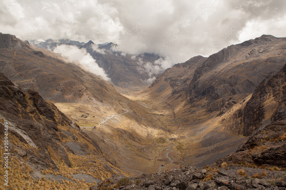 View over an old inca valley nearby La Paz in Bolivia