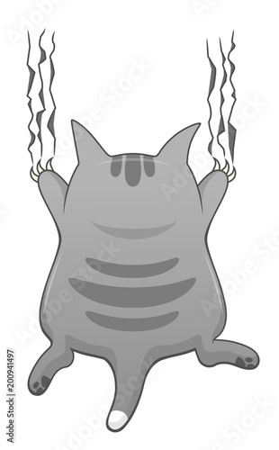 Cartoon cute cat scratching
