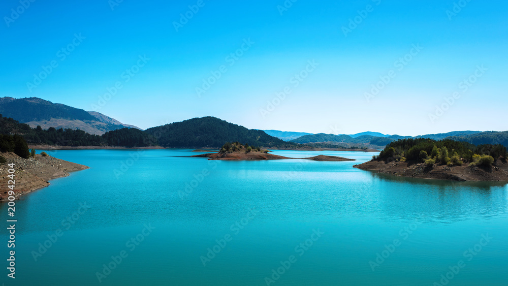 Fototapeta premium Aoos Springs Lake in the Metsovo in Epirus. mountains of Pindus in northern Greece. Techniti Limni Aoou Lake
