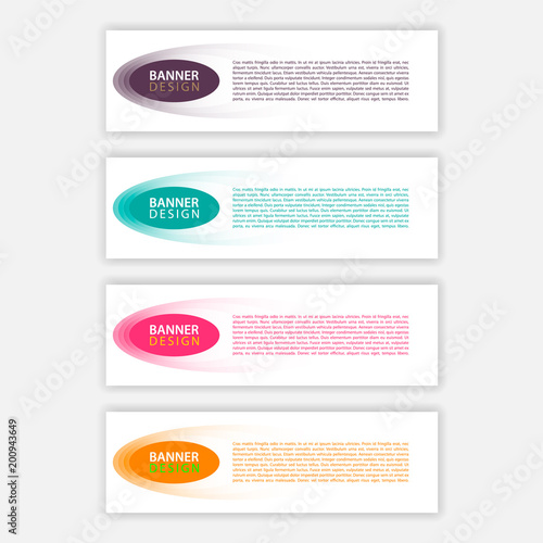 Vector abstract design web banner template. Web Design Elements-Header Design. Abstract banner on a gray background. Color transition.Ovals and circles